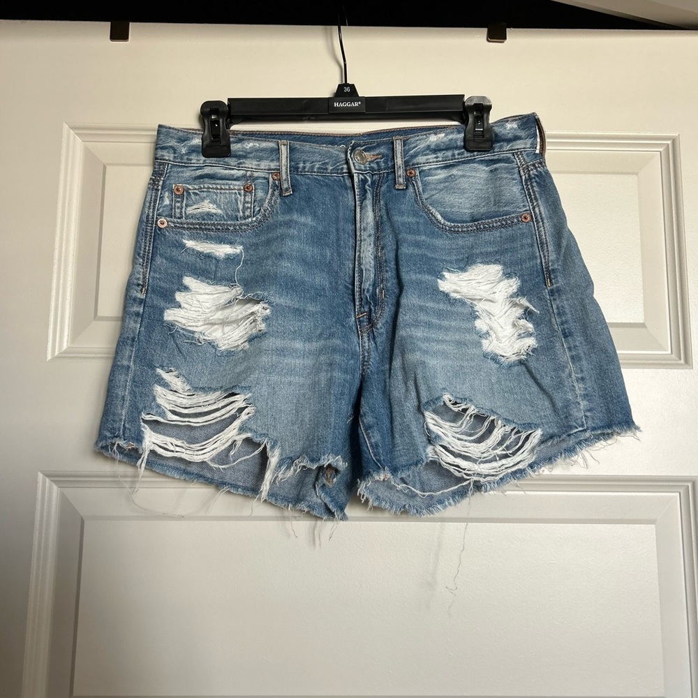 American Eagle Outfitters Blue Distressed Jean Shorts